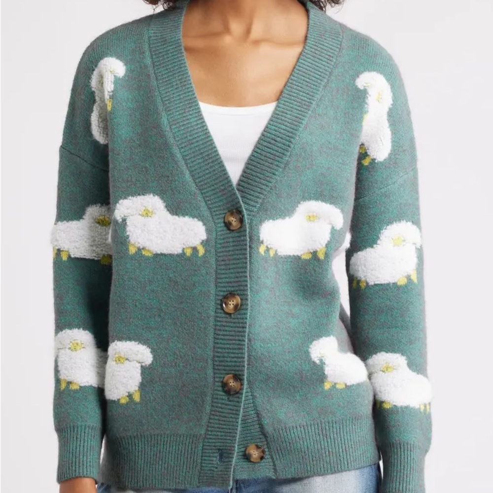 ROFFE SHEEP JACQUARD CARDIGAN - S